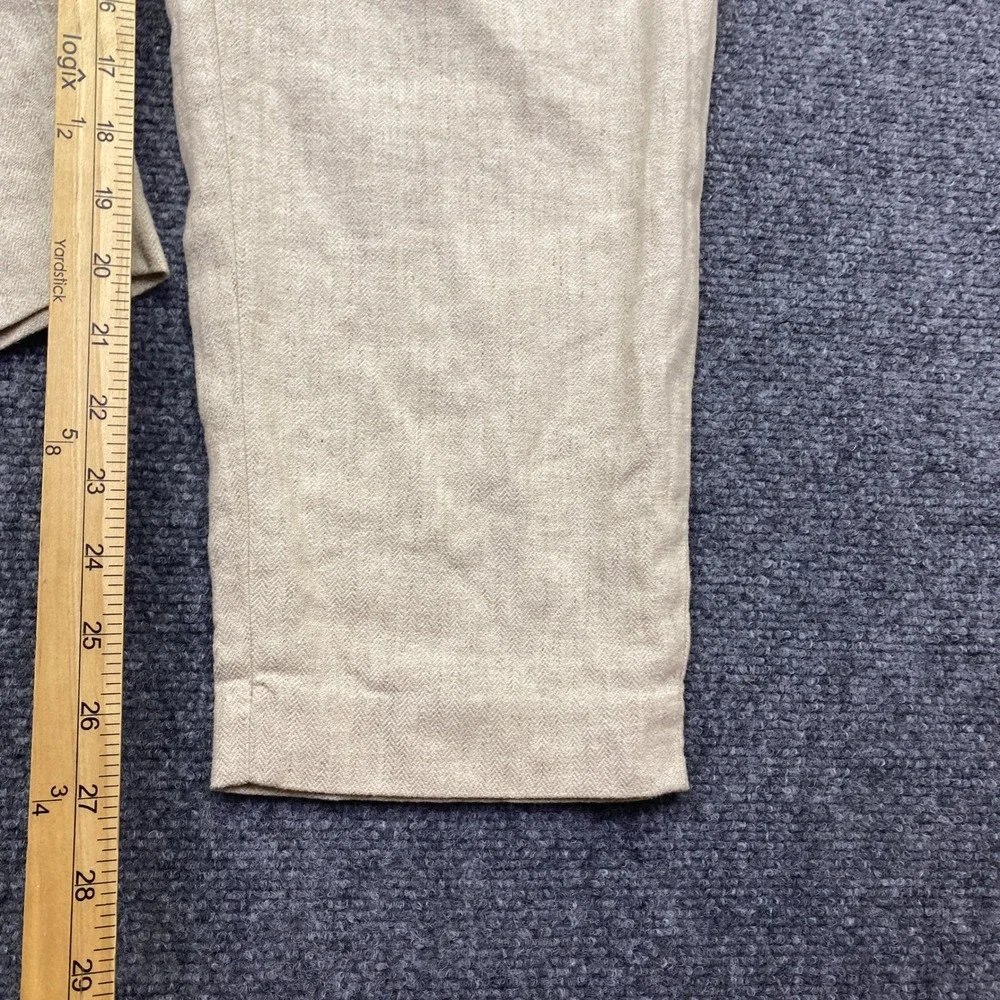 Banana Republic Petite 00 Linen Blend Herringbone Pleated Tapered Pants Beige